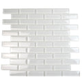 Sample - White 12x12 Glossy Brick Glass Mosaic Tile (5 pack, 4.92 sq ft/case)