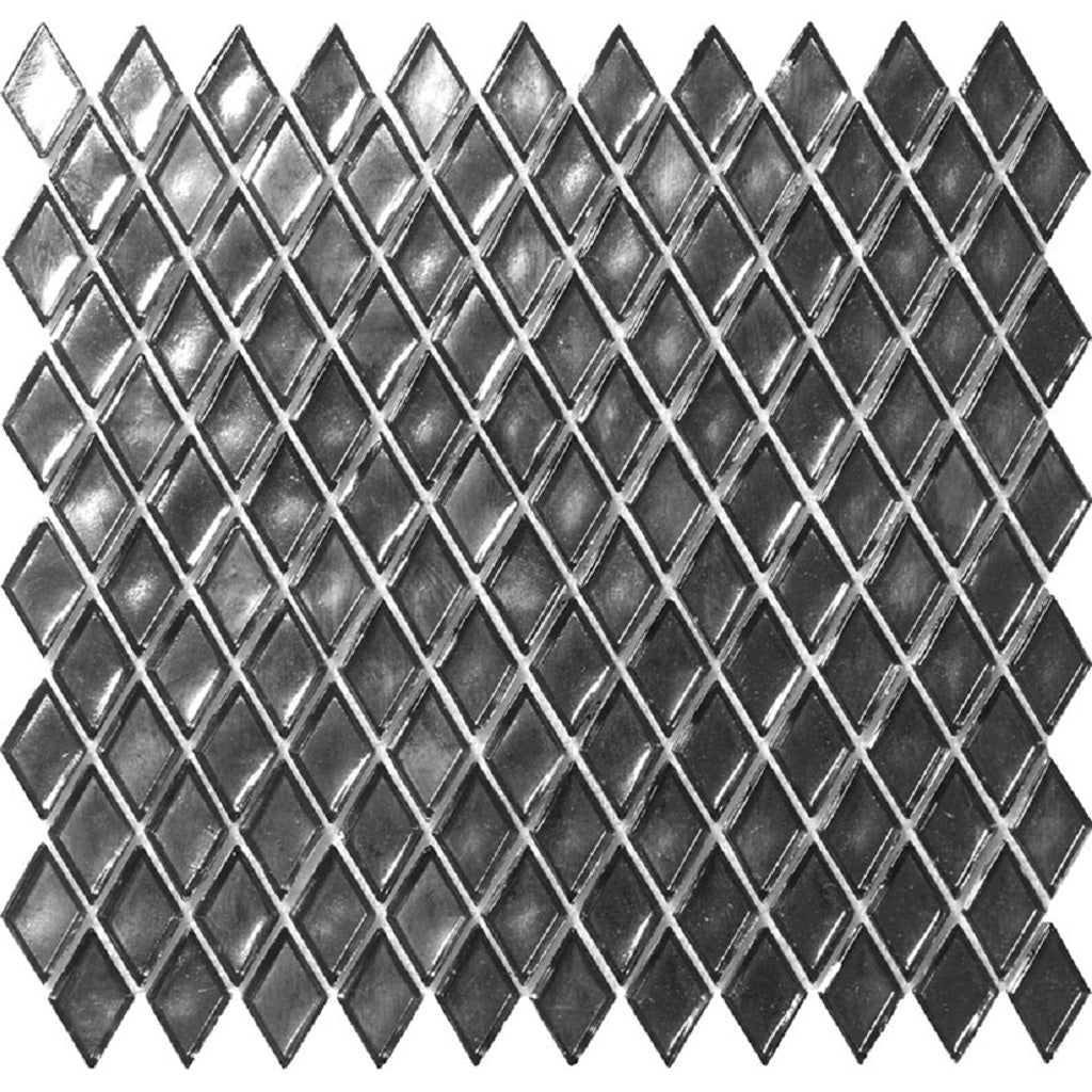 10 pack Silver 10.8 in. x 11.4 in. Diamond Glossy Glass Mosaic Floor and Wall Tile (8.55 sq ft/case) - Sample