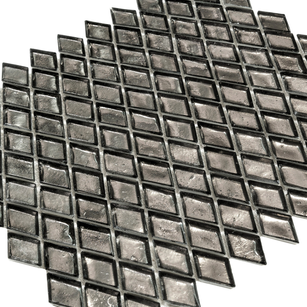 10 pack Silver 10.8 in. x 11.4 in. Diamond Glossy Glass Mosaic Floor and Wall Tile (8.55 sq ft/case) - Sample