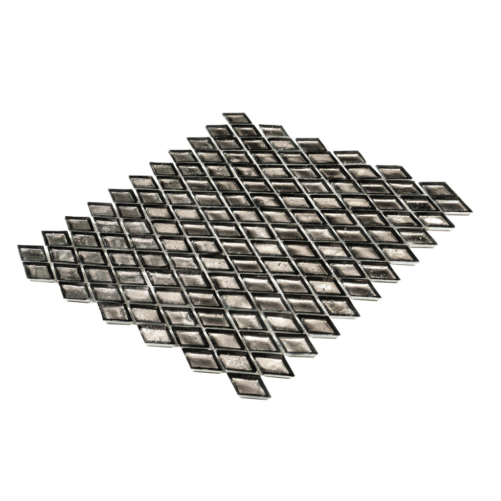 10 pack Silver 10.8 in. x 11.4 in. Diamond Glossy Glass Mosaic Floor and Wall Tile (8.55 sq ft/case) - Sample