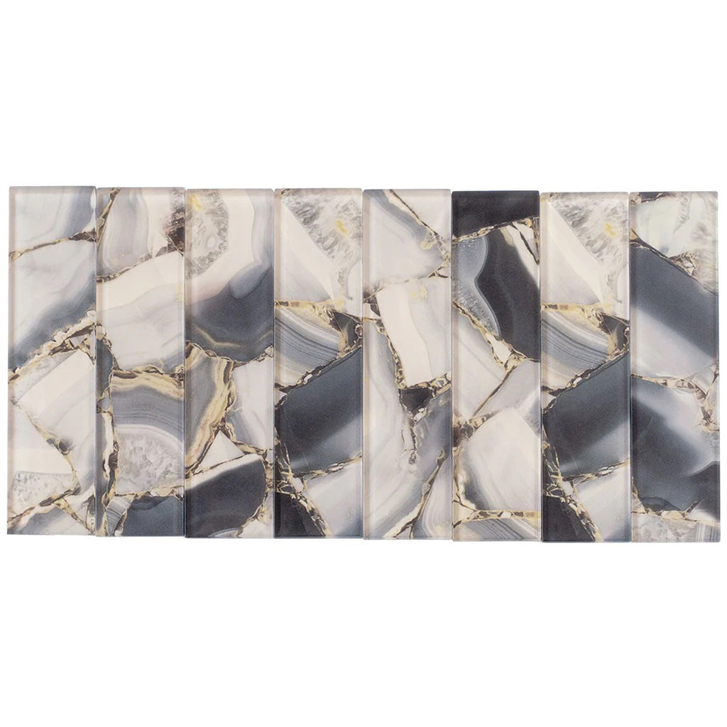 Gray Glossy Glass Subway Tile