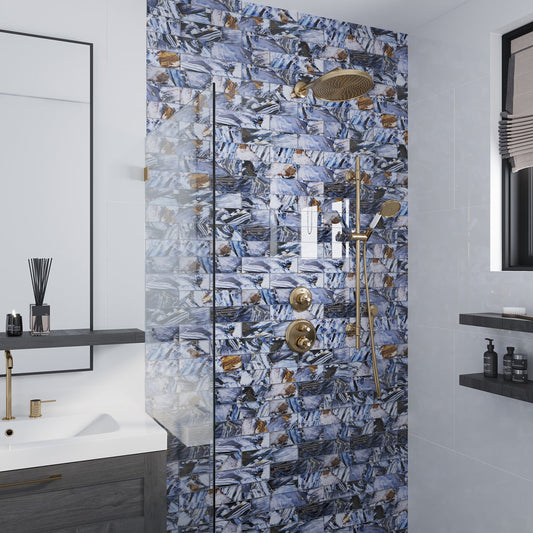 Brown Blue 3x12 Glossy Glass Subway Tile (20 pack, 5 sq ft/case) - Sample