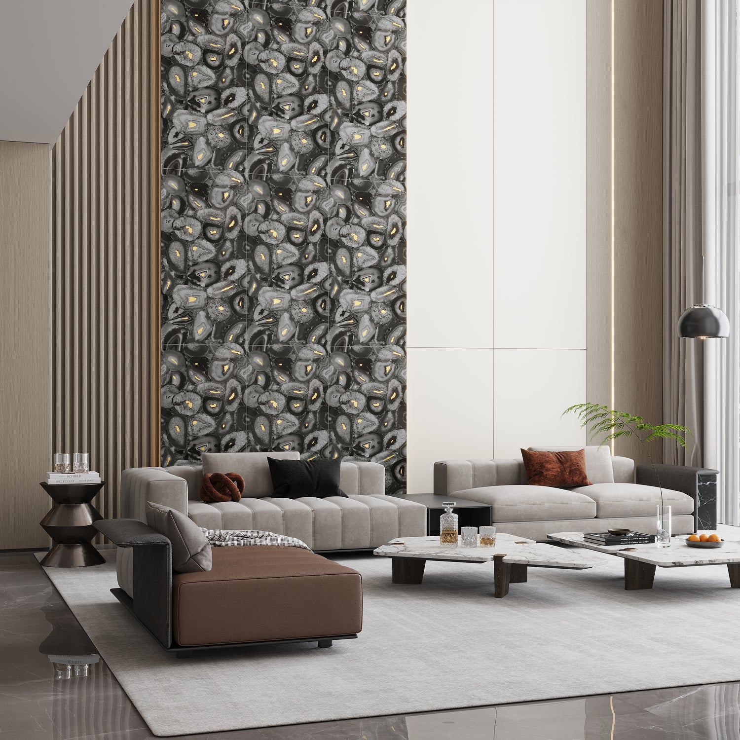 Black Gold 24x48 Matte Polished Volcanic Agate Porcelain Large Tile (2 pack, 15.5 sq ft/case)