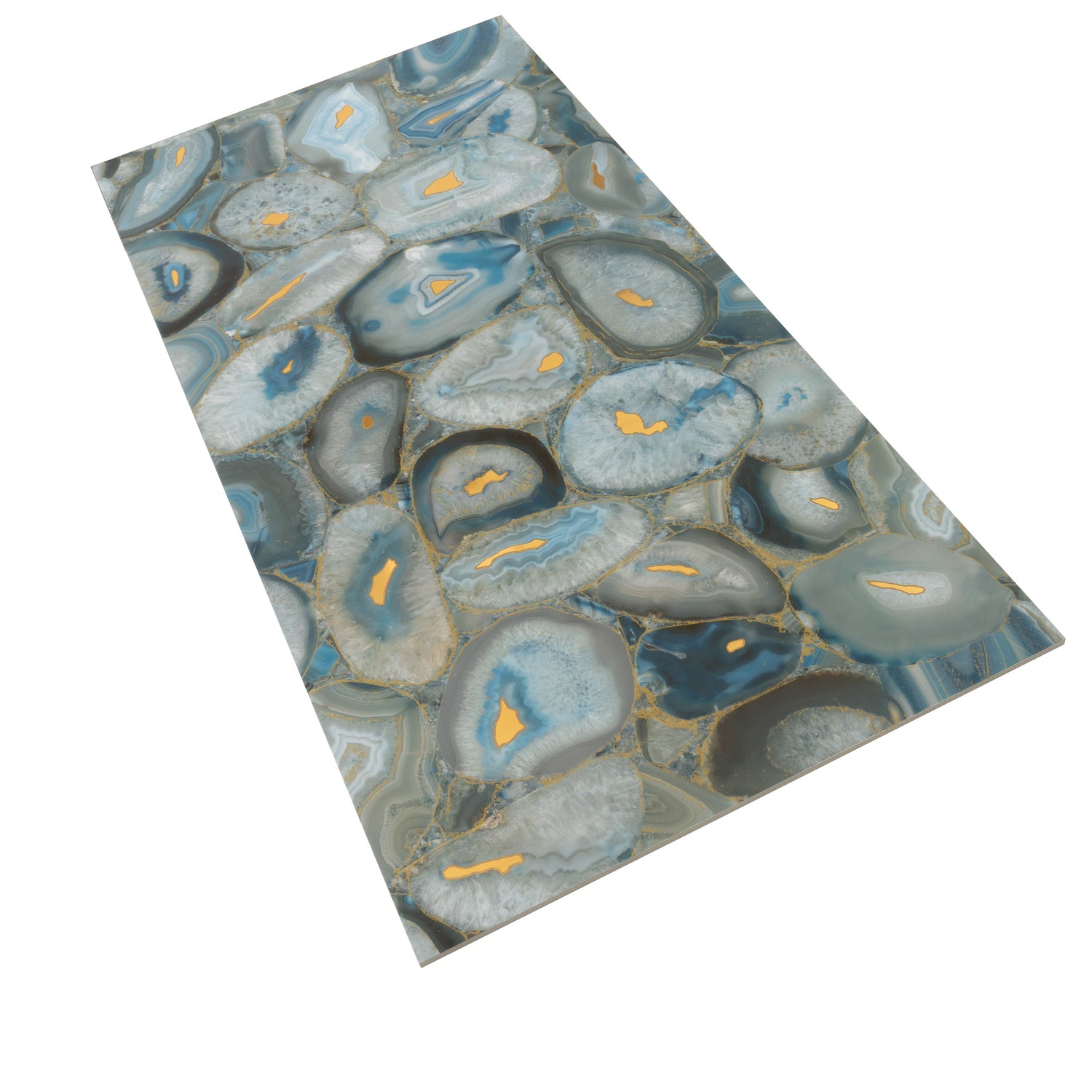 Onira 24x48 Blue Gold Porcelain Large Format Oceanic Agate Wall Tile (2 Pack, 15.5 sq ft/case) - Sample