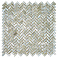 Sample - Beige 12x12 Glossy Herringbone Glass Mosaic Tile (10 pack, 9.75 sq ft/case)