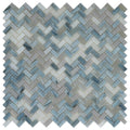 Sample - Blue Gray 12x12 Glossy Herringbone Glass Mosaic Tile (10 pack, 9.75 sq ft/case)