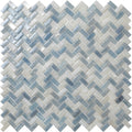 Sample - Blue 12x12 Glossy Herringbone Glass Mosaic Tile (10 pack, 9.75 sq ft/case)
