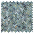 Gray and brown glossy 12x12 herringbone glass mosaic tile with tonal blue and gray shades