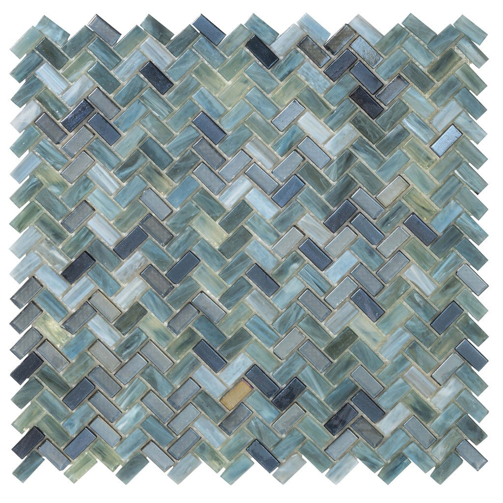 12x12 Gray and Brown Herringbone Tile