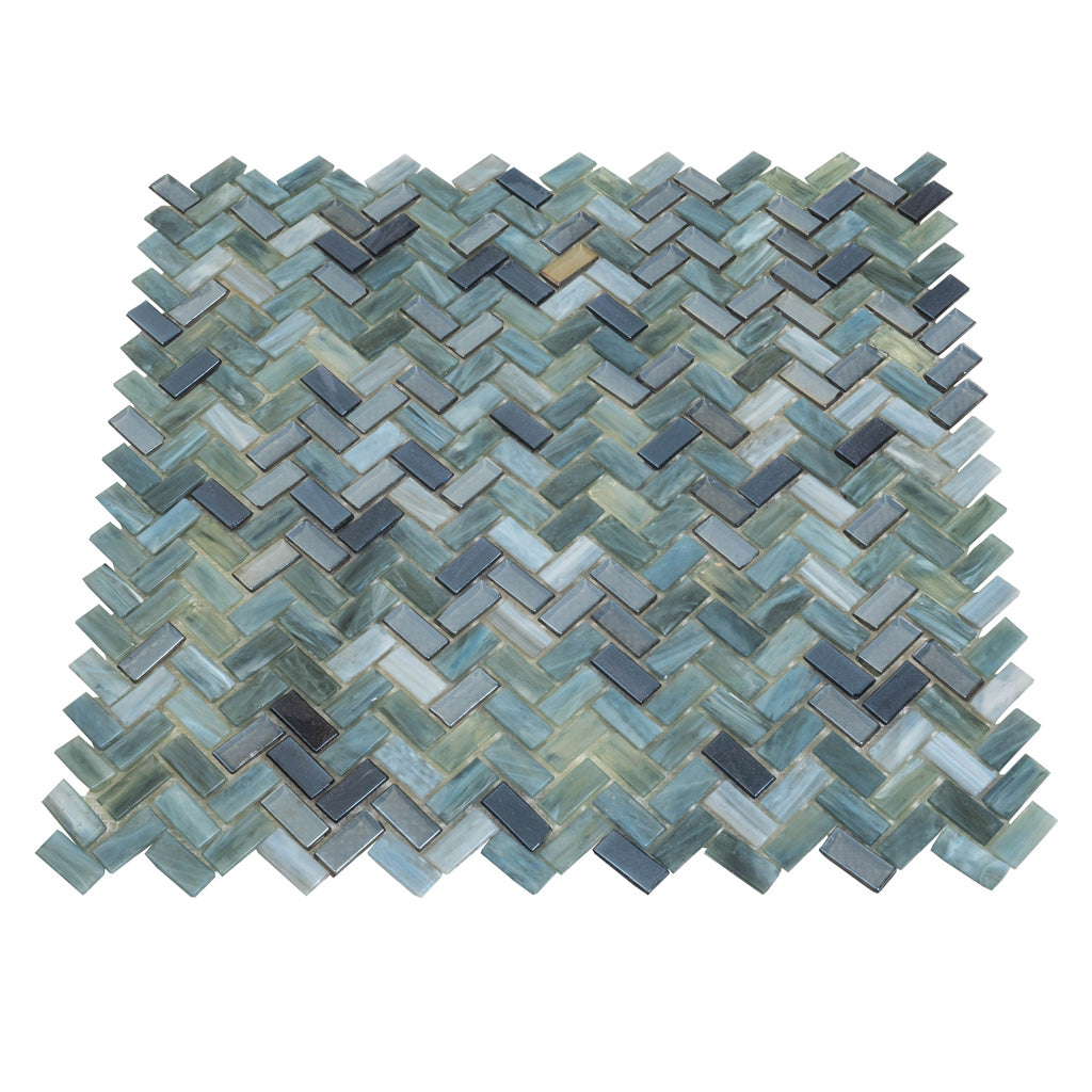 12x12 Gray and Brown Mosaic Glass Wall Tile