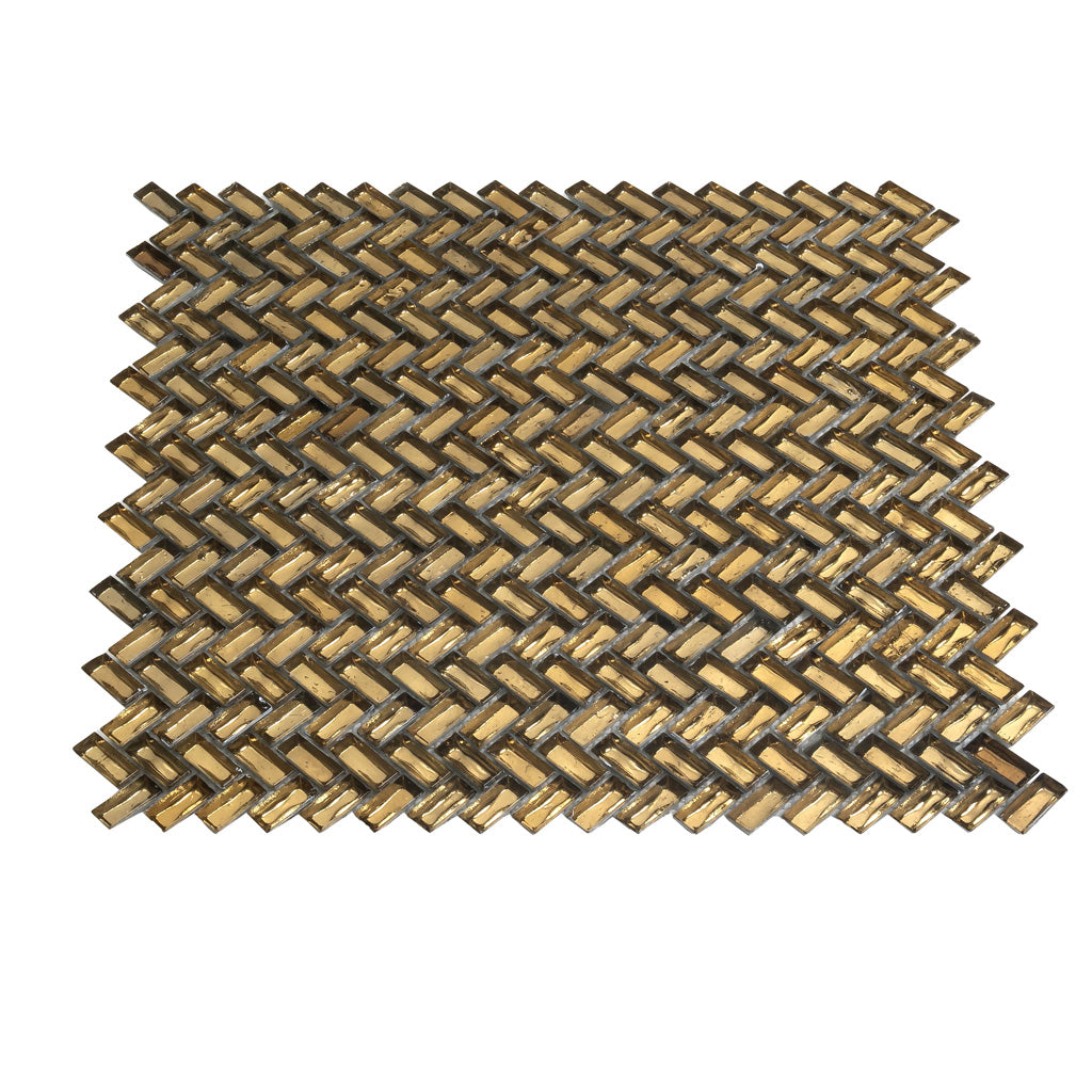 12x12 Gold Herringbone Glass Tile
