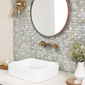 Gray white hexagon glass ceramic mosaic tile with glossy matte finish for bathroom wall