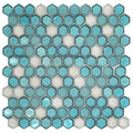 Sample - Blue 11x11 Glossy Matte Hexagon Glass Mosaic Tile (10 pack, 8.63 sq ft/case)