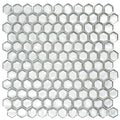 Sample - Silver 11x11 Glossy Hexagon Glass Mosaic Tile (10 pack, 8.63 sq ft/case)