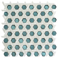 Sample - Teal Green 12x12 Glossy Hexagon Glass Mosaic Tile (10 pack, 9.67 sq ft/case)