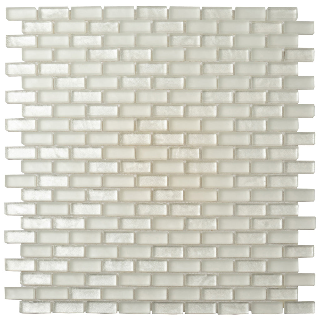 Pearl Beige 11x11 Glossy Matte Brick Glass Mosaic Tile (5 pack, 4.83 sq ft/case) - Sample