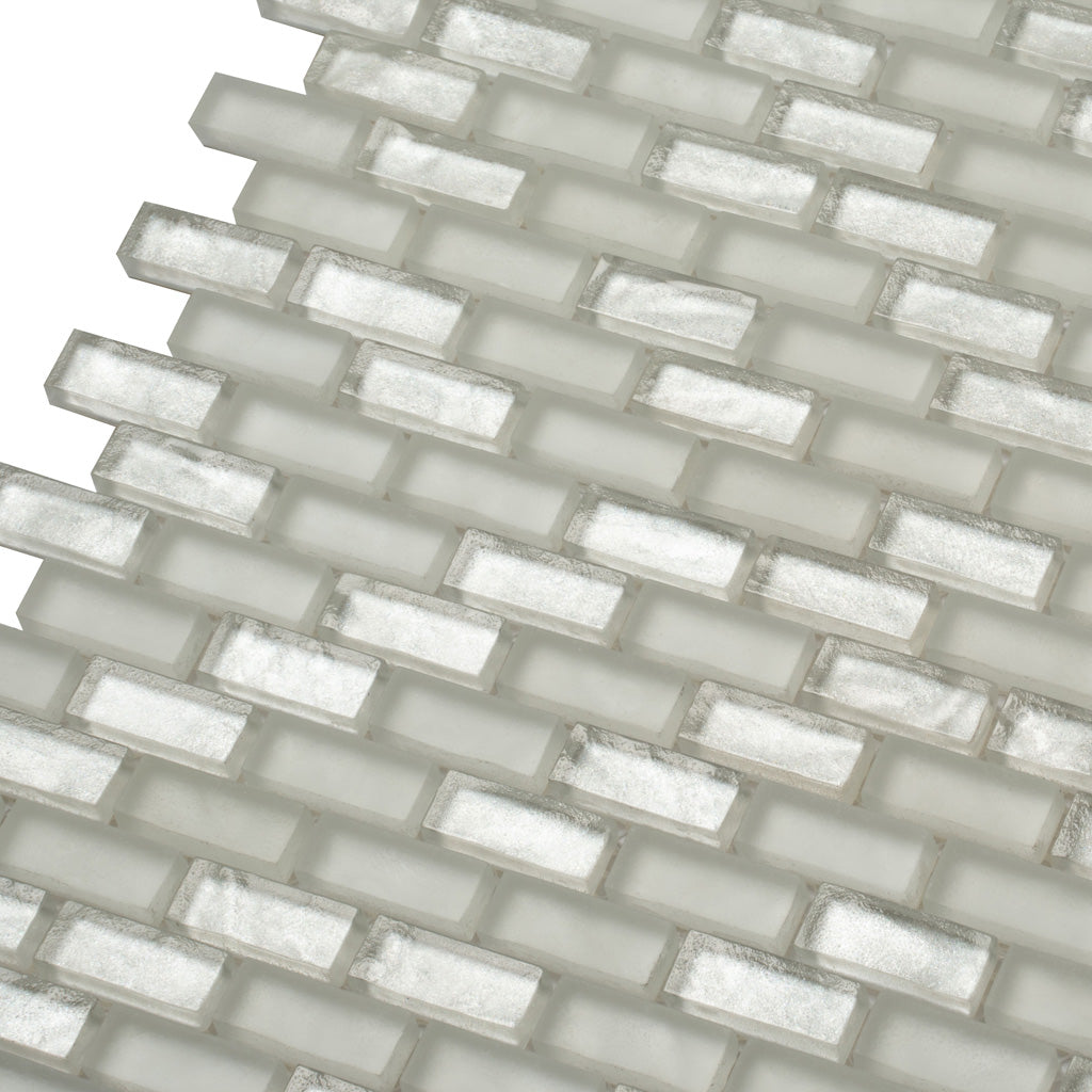 Pearl Beige 11x11 Glossy Matte Brick Glass Mosaic Tile (5 pack, 4.83 sq ft/case) - Sample