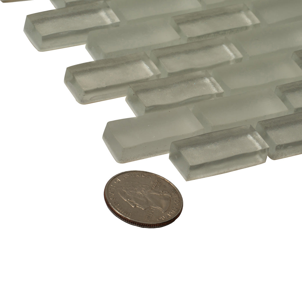 Pearl Beige 11x11 Glossy Matte Brick Glass Mosaic Tile (5 pack, 4.83 sq ft/case) - Sample