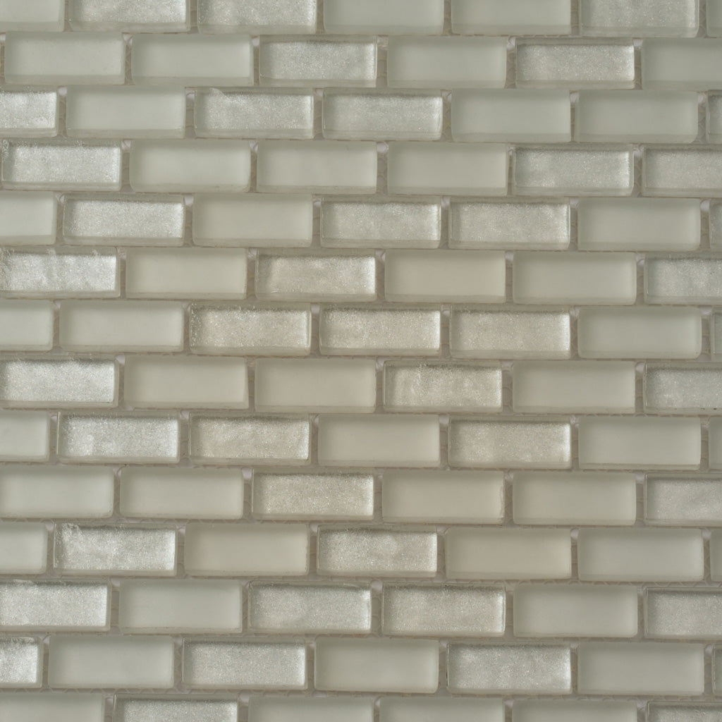 Pearl Beige 11x11 Glossy Matte Brick Glass Mosaic Tile (5 pack, 4.83 sq ft/case) - Sample