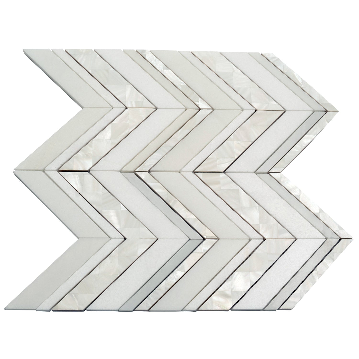 Sample - Pearl White 12x12 polished Thassos, Shell Herringbone Mosaic tile (5 pack, 5.08 sq ft/case)
