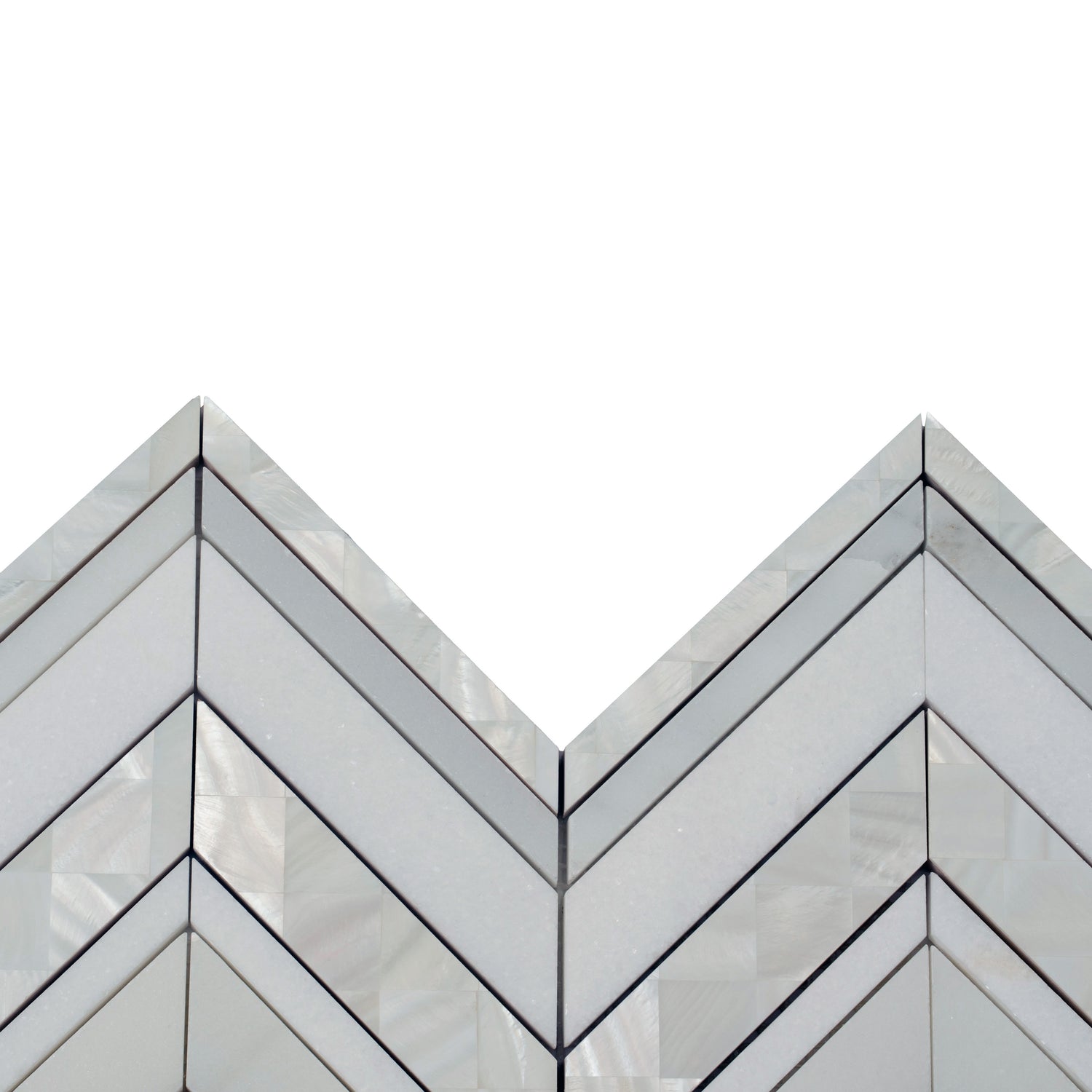 pearl white 12x12 polished thassos shell herringbone mosaic tiles with glossy finish