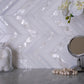 Sample - Pearl White 12x12 polished Thassos, Shell Herringbone Mosaic tile (5 pack, 5.08 sq ft/case)