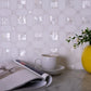 polished pearl white thassos octagon shell mosaic tile with iridescent octagon accents