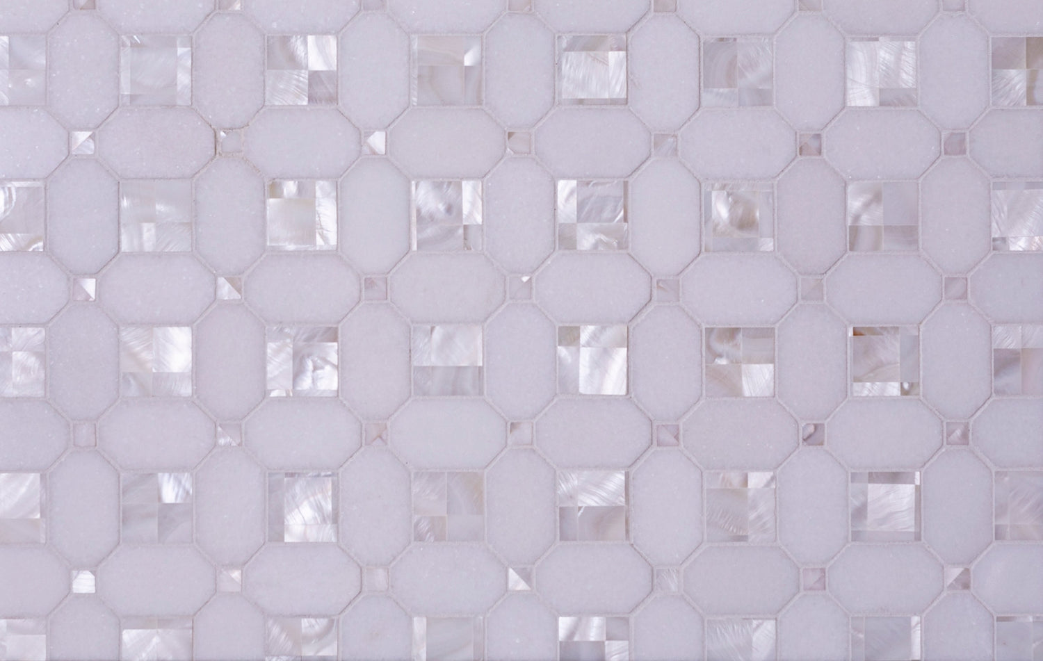 Sample - Pearl White 12x12 Polished Thassos, Shell Octagon Mosaic tile (5 pack, 5.16 sq ft/case)