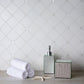 Pearl white polished Thassos shell hexagon mosaic tile in 11x11 pattern with subtle square insets