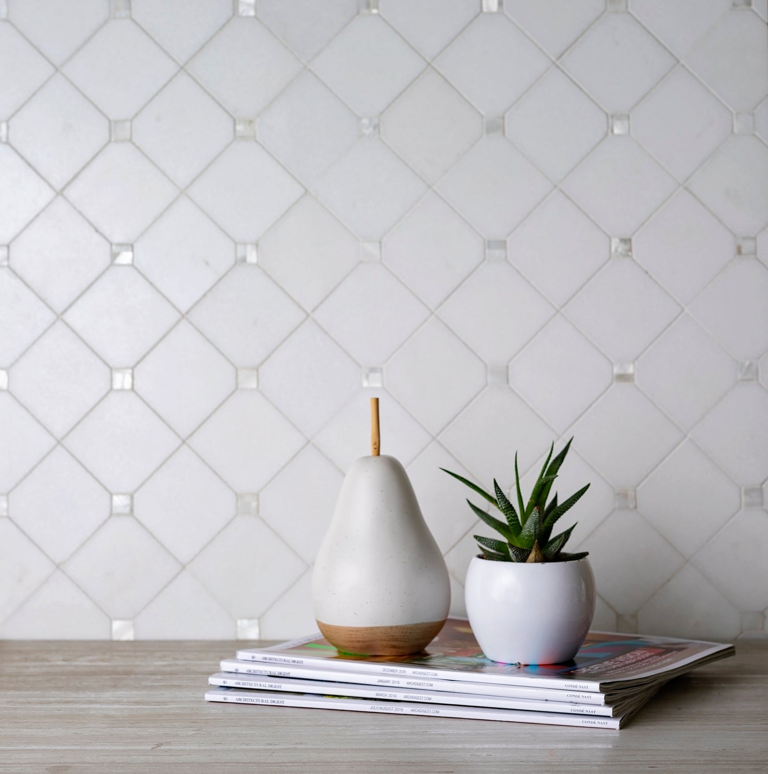 Sample - Pearl White 11x11 Polished Thassos, Shell Hexagon Mosaic tile (5 pack, 4.51 sq ft/case)