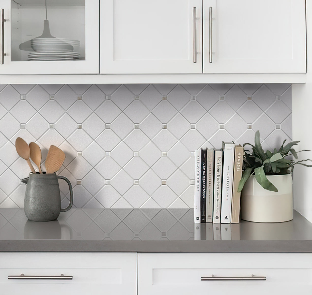 Pearl white polished Thassos shell hexagon mosaic tile with bright reflective finish