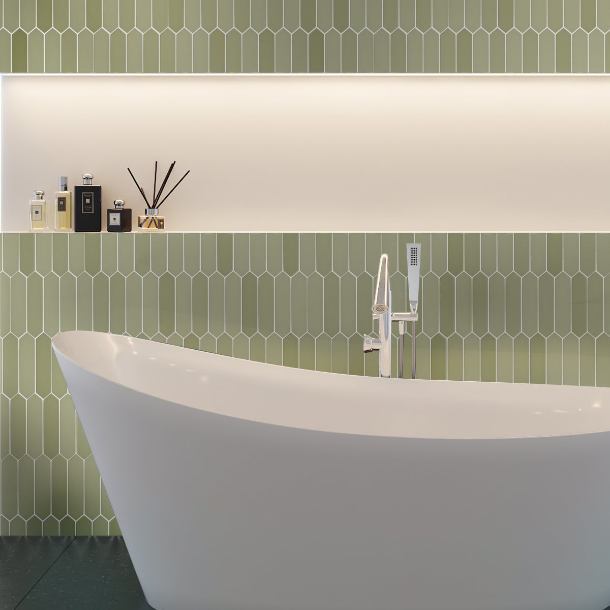 Moss Green 2x10 Matte Picket Ceramic Tile (44 pack, 5.38 sq ft/case) - Sample