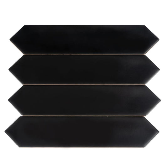 Black 2x10 Matte Picket Ceramic Tile (44 pack, 5.38 sq ft/case) - Sample