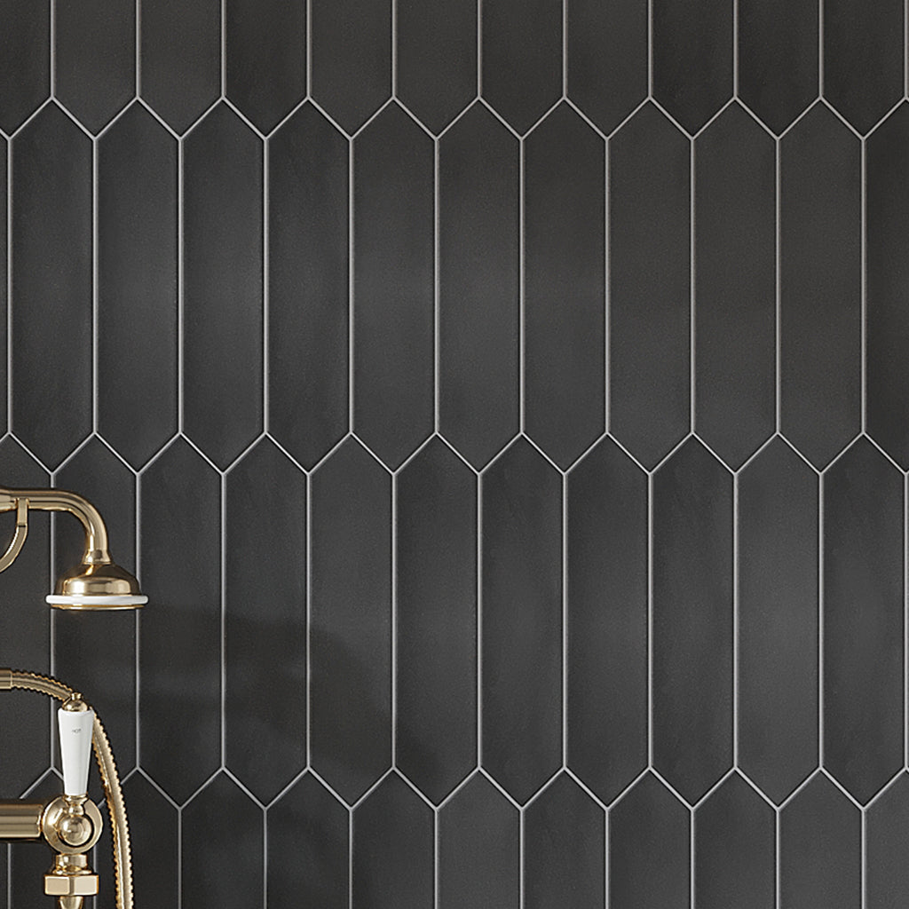 Black 2x10 Matte Picket Ceramic Tile (44 pack, 5.38 sq ft/case)