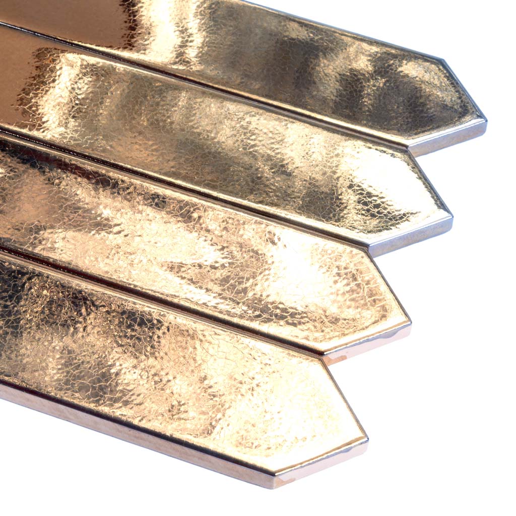 Gold 2x10 Glossy Picket Ceramic Tile (44 pack, 5.38 sq ft/case) - Sample