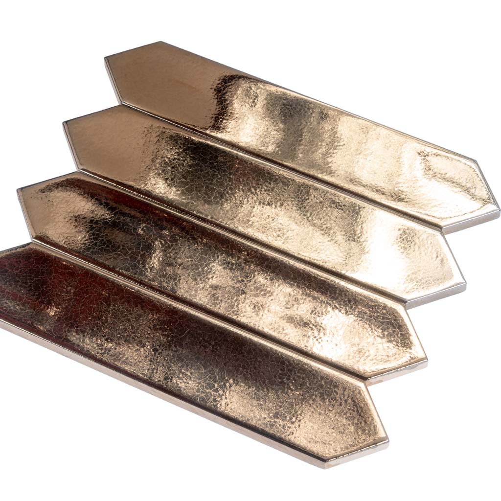 Gold 2x10 Glossy Picket Ceramic Tile (44 pack, 5.38 sq ft/case) - Sample