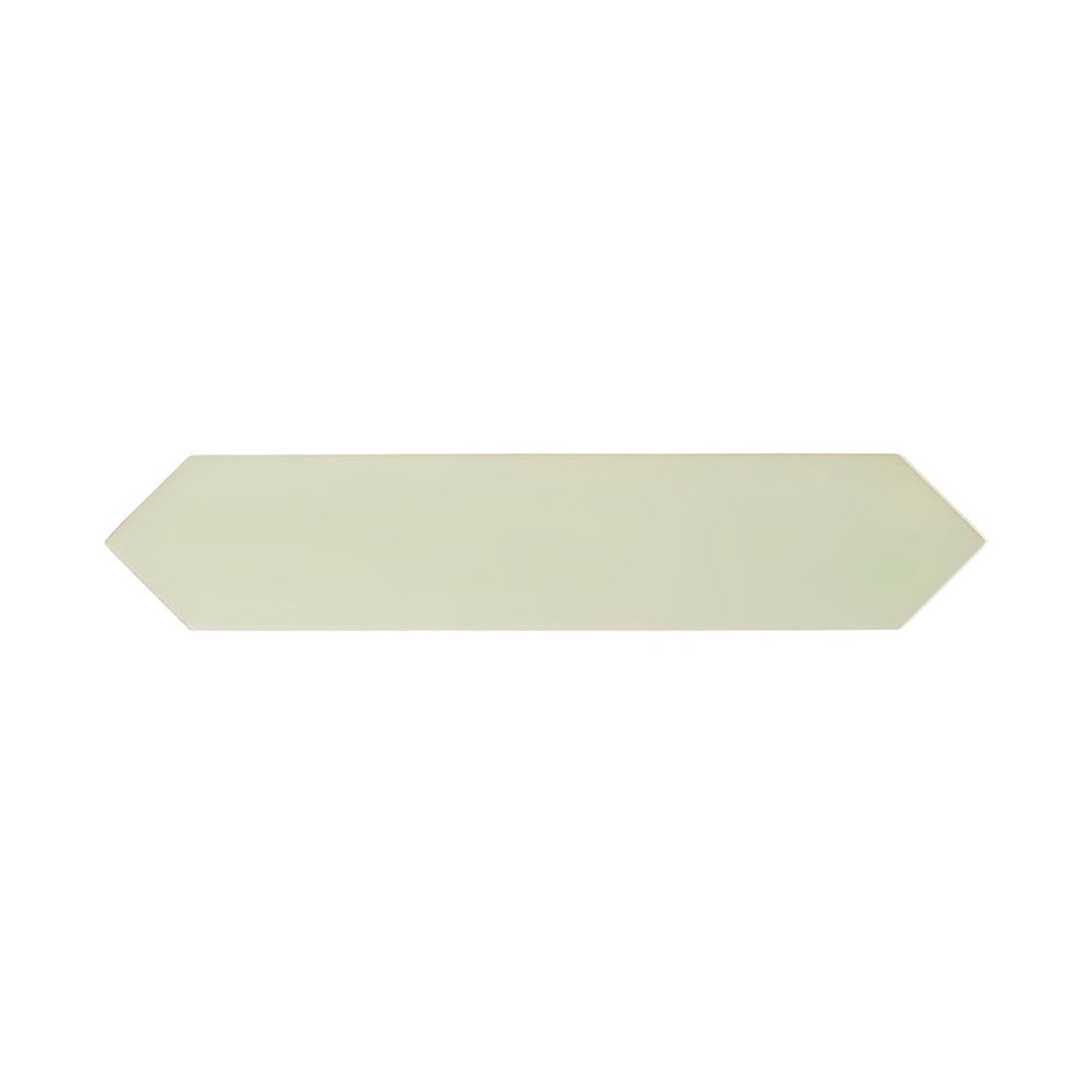 Tea green matte ceramic shower tile in a picket design