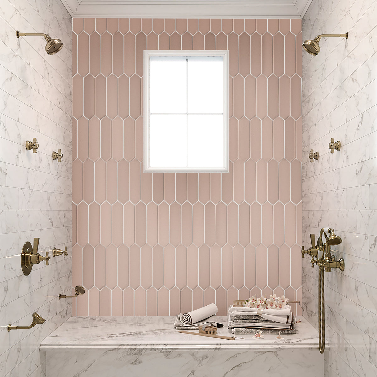 Blush Pink 2x10 Matte Picket Ceramic Tile (44 pack, 5.38 sq ft/case) - Sample