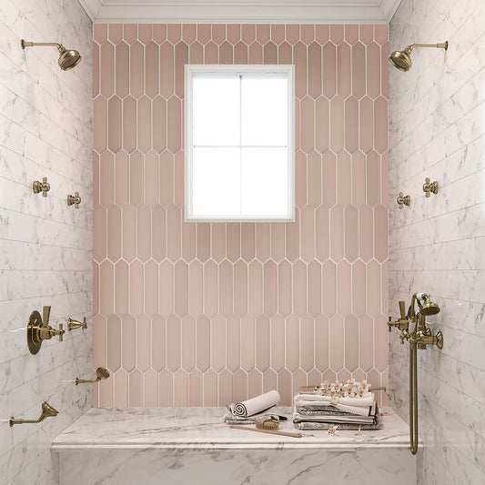 Blush Pink 2x10 Matte Picket Ceramic Tile (44 pack, 5.38 sq ft/case) - Sample