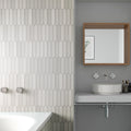 matte cotton white ceramic picket tiles 2x10 inch on bathroom wall