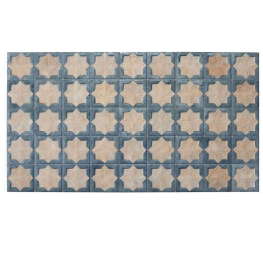 Stone Blue Beige 12x22 Matte Glossy Rectangle with Star Details Porcelain Large Format Tile (7 pack, 13.03 sq ft/case) - Sample