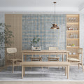 Stone blue beige 12x22 porcelain matte and glossy rectangle wall tile with star details