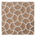 rustic terracotta porcelain tile with white lattice curved geometric pattern 13x13 matte finish
