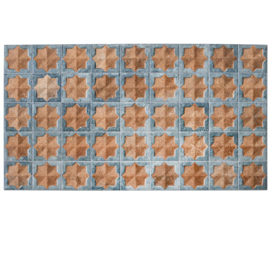 Stone Blue Nude Beige 12x22 Matte Glossy Rectangle with Star Details Porcelain Large Format Tile (7 pack, 13.03 sq ft/case) - Sample