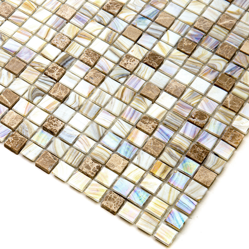 20-pack Mingles 11.6 in. x 11.6 in. Glossy Beige Glass Mosaic Wall and Floor Tile (18.69 sq ft/case)