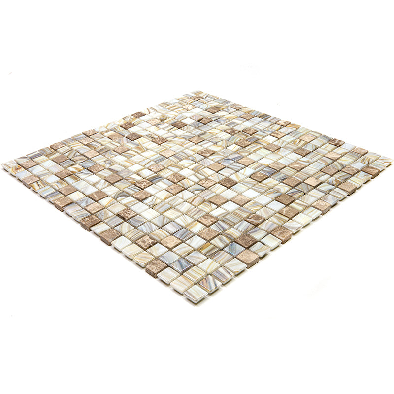 20-pack Mingles 11.6 in. x 11.6 in. Glossy Beige Glass Mosaic Wall and Floor Tile (18.69 sq ft/case)