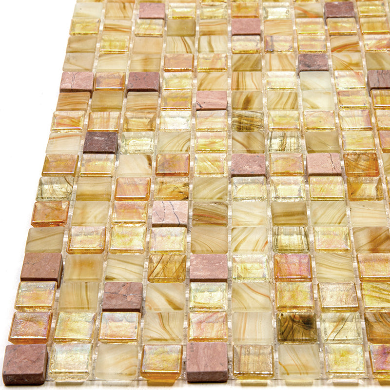 20-pack Mingles 11.6 in. x 11.6 in. Glossy Beige and Pearl Glass Mosaic Wall and Floor Tile (18.69 sq ft/case)