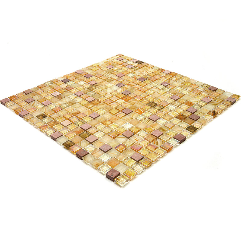 20-pack Mingles 11.6 in. x 11.6 in. Glossy Beige and Pearl Glass Mosaic Wall and Floor Tile (18.69 sq ft/case)