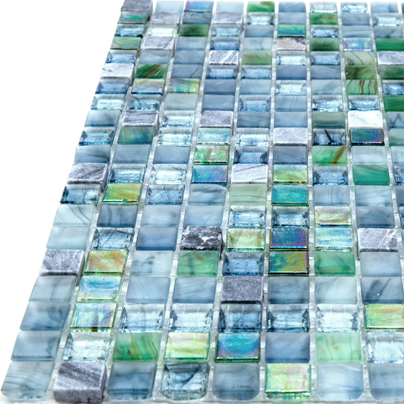 Stone Blue Gray 12x12 Glossy Uniform Square Glass Mosaic Tile (20 pack, 18.69 sq ft/case) - Sample