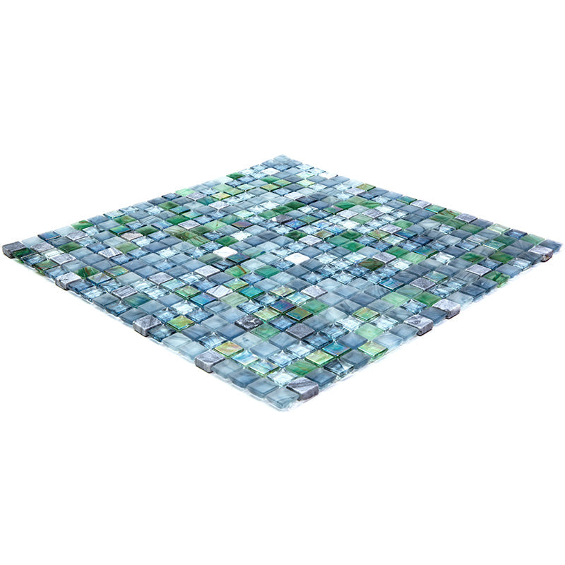 Stone Blue Gray 12x12 Glossy Uniform Square Glass Mosaic Tile (20 pack, 18.69 sq ft/case) - Sample